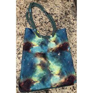 KAVU Market Bag Expandable Tote Galaxy Space Print Rope Strap Large Zip Travel